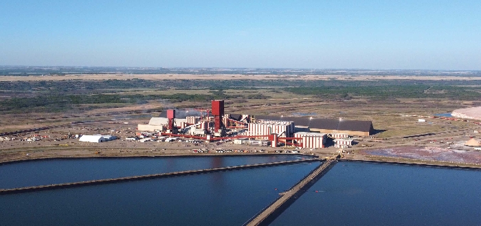 Aerial view of potash mine in Rocanville
