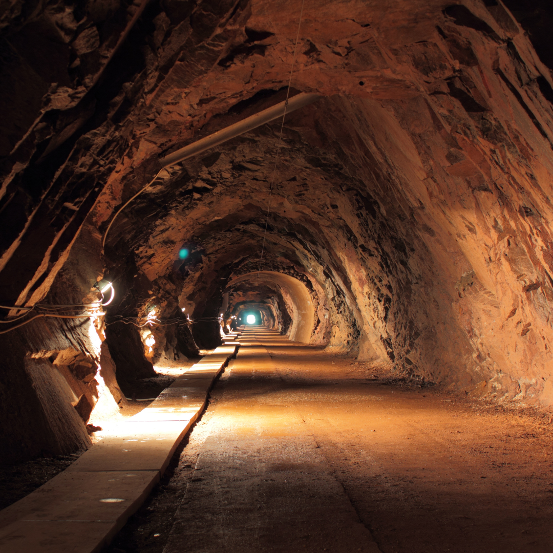 The inside of a mine tunnel